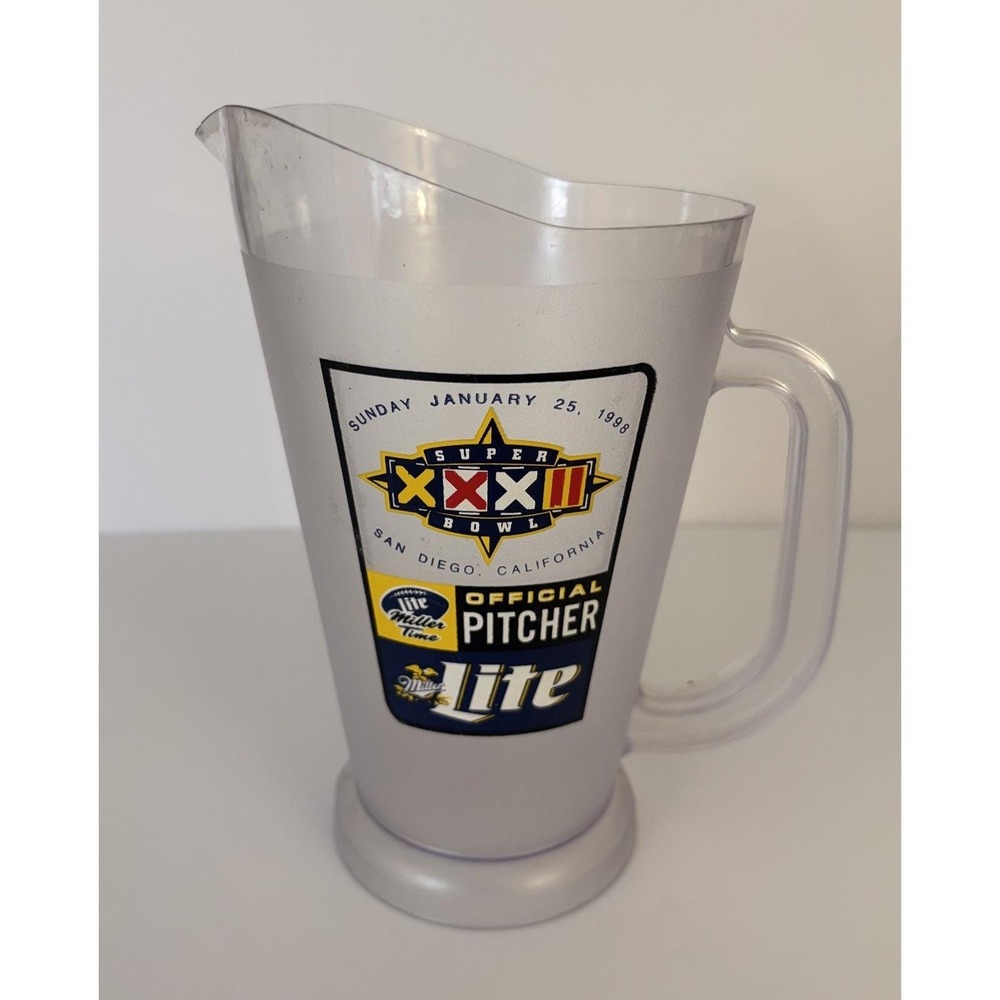 Superbowl XXXII Collectible Official Miller Lite Beer/Beverage Pitcher Vintage